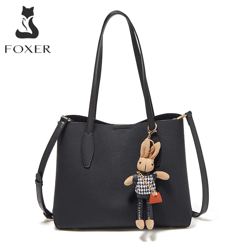 

FOXER Women’s Handbag Split Leather Shoulder Bag Large Capacity Tote Bag Luxury Crossbody Bag Fashion Ladies Work & Daily Bag