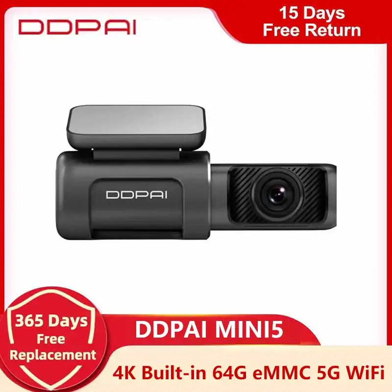 

DDPAI Mini5 Dash Cam 4K Car DVR Car Camera Recorder Car Dash Camera Recorder GPS ADAS 64G eMMC built-in Storage 5GHz Wi-Fi SR2.0