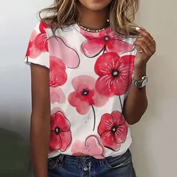 Beautiful Flower 3D Print T-shirts Women Streetwear Casual Fashion Y2k Short Sleeve T Shirt O-neck Kids Tees Tops Clothing