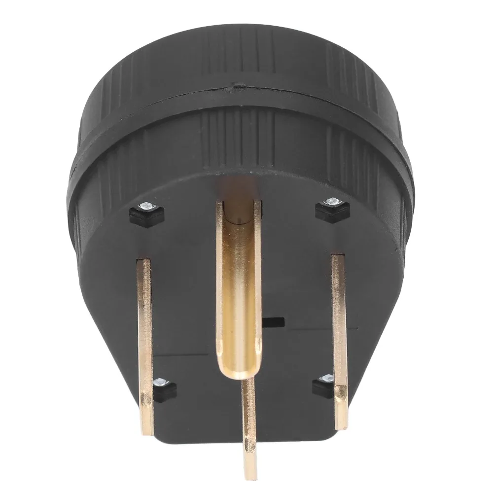 NEMA 14-50P Straight Blades Angle Plug 50A 125V/250V Grounding 4-Prong Plug PA66 Plastic Industrial Grade Replacement Male Plugs