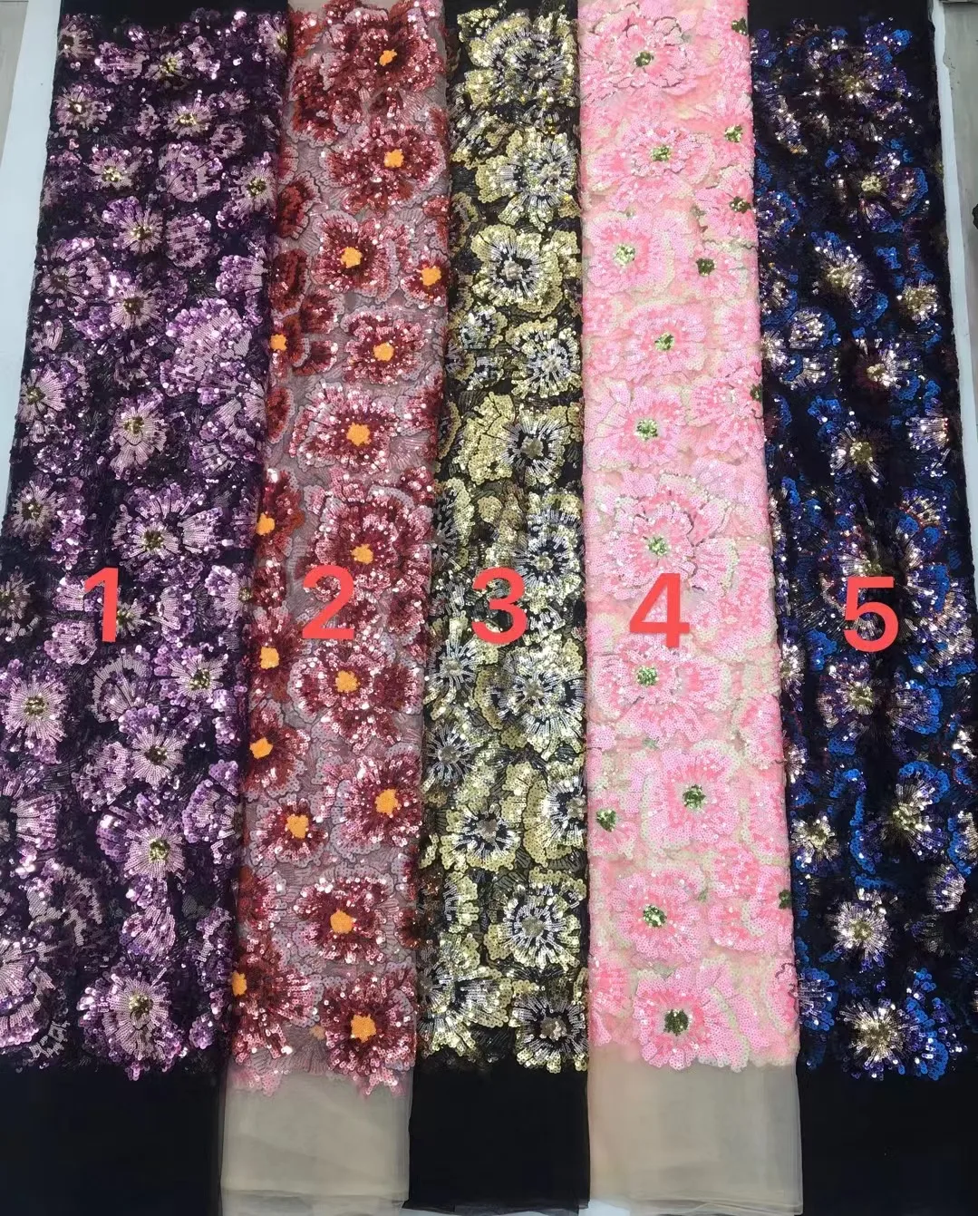 

African Lace Fabric 2024 High Quality Lace Fabric French Sequins Nigerian Embroidery Bridal Mesh Lace Fabric For Dress Sewing