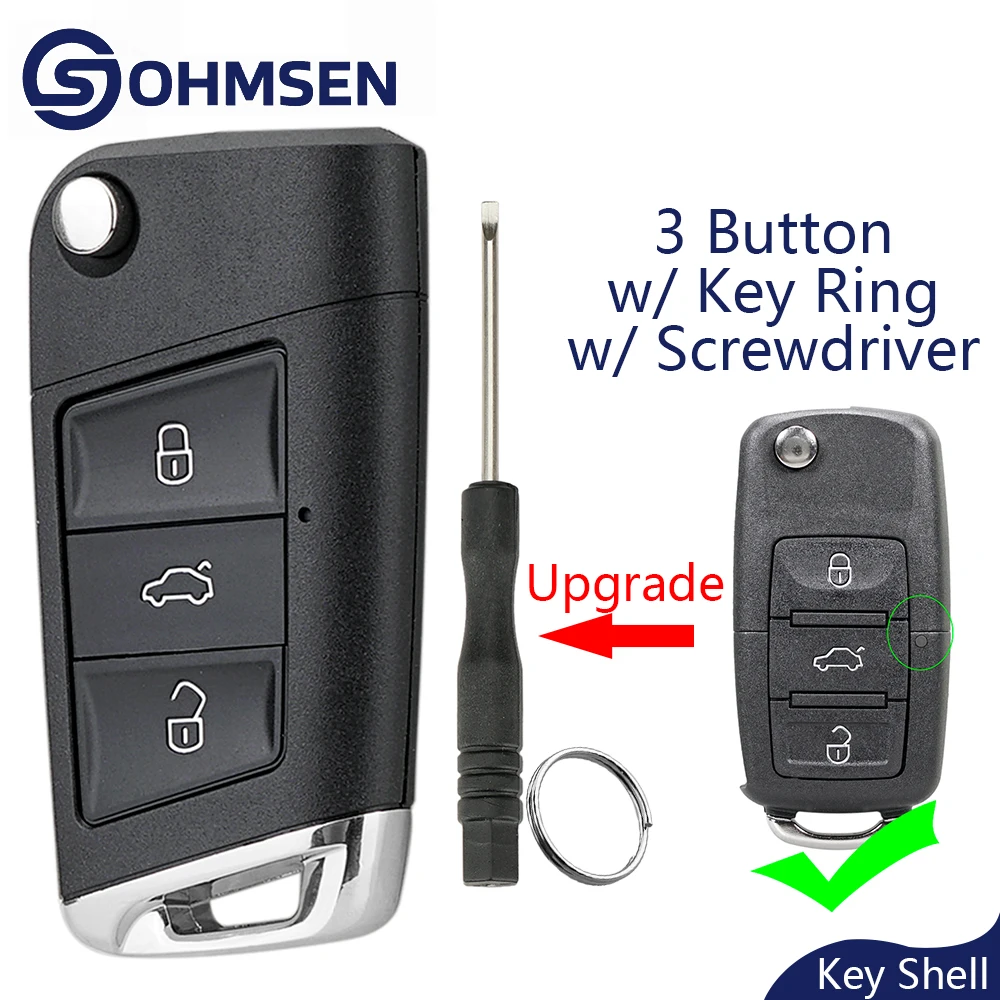 

Обновленный откидной чехол для ключей OHMSEN, 3 кнопки для Volkswagen VW Golf 7, Beetle Caddy Jetta