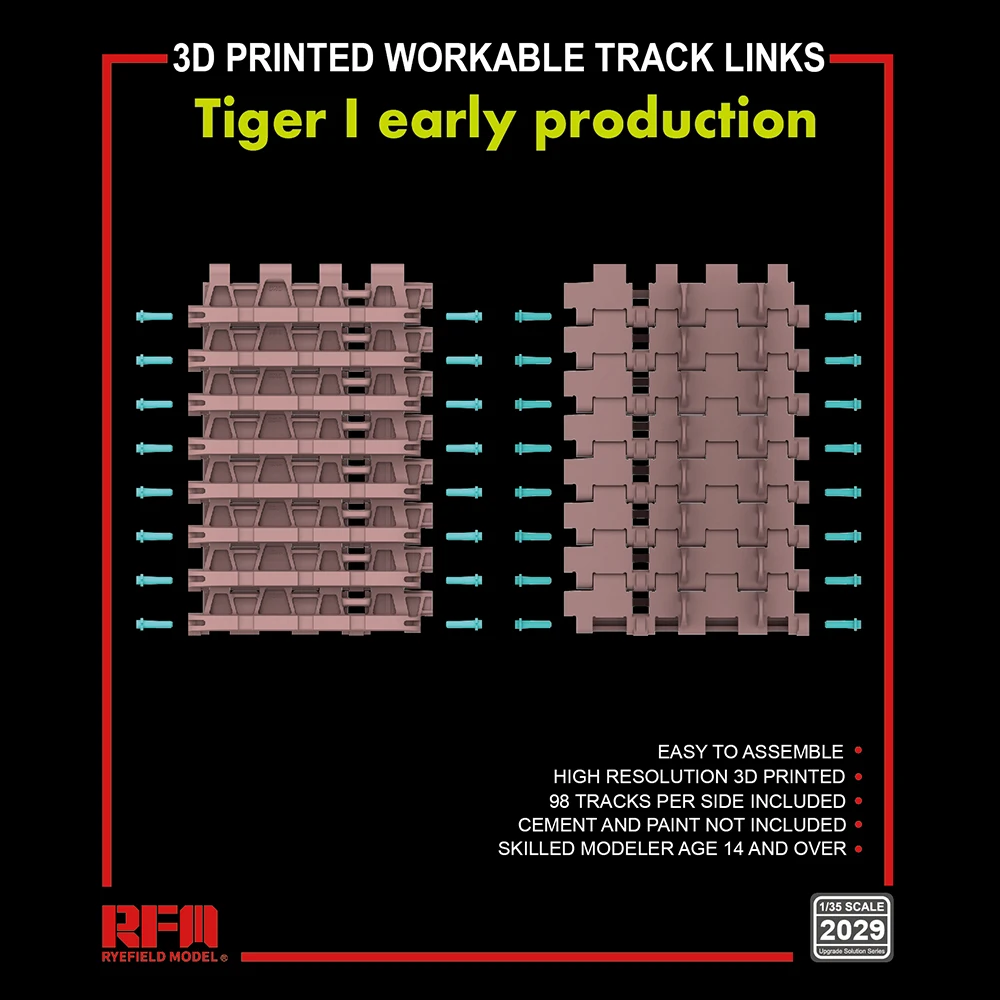 

[Ryefield Model] RFM RM-2029 1/35 Tiger I Early Production 3D Printed Workable Track Links