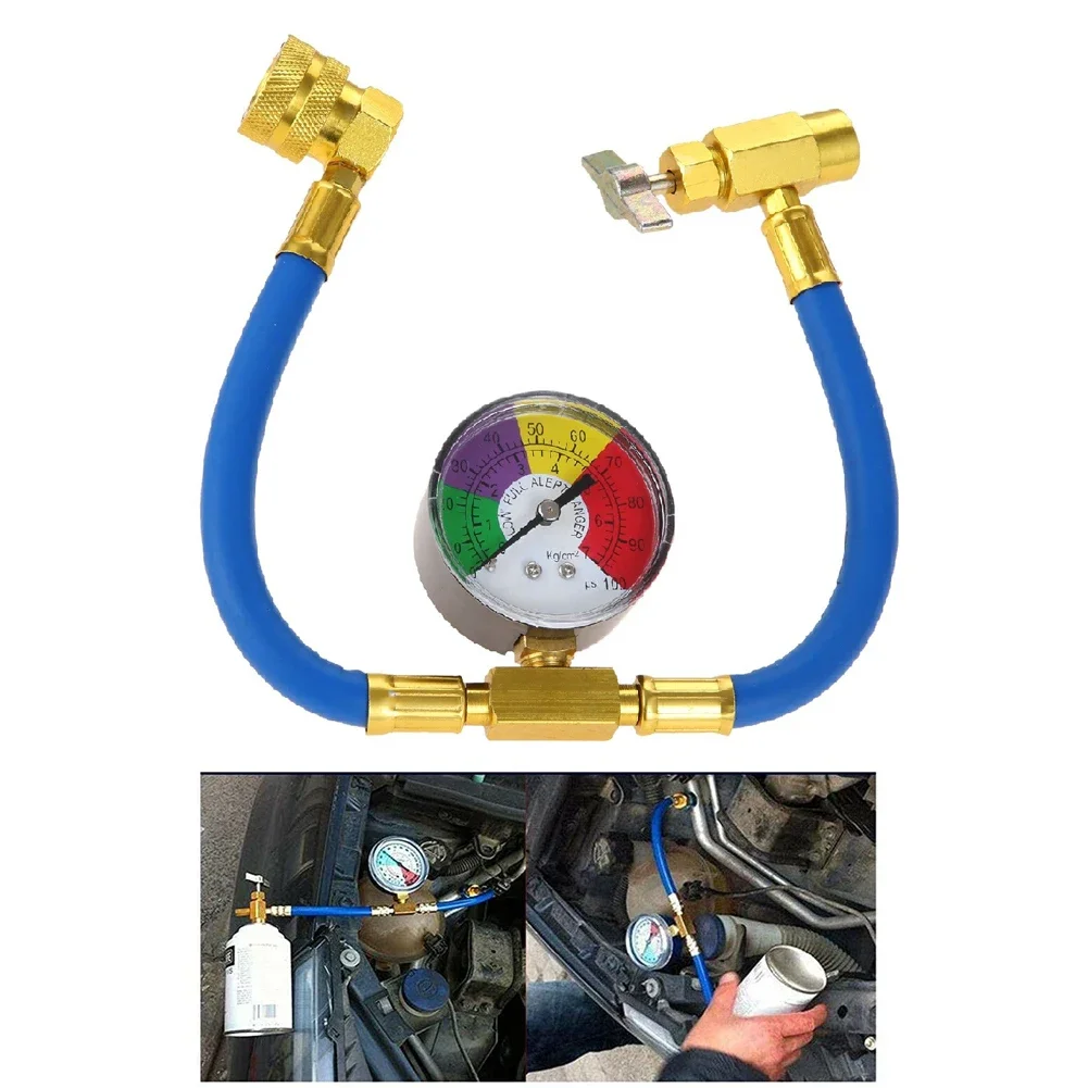 

R134A Refrigerant Charging Hose with Measuring Gauge Air Conditioner Gas Charging Hose Refrigerant Gas Refill for Car Automobile