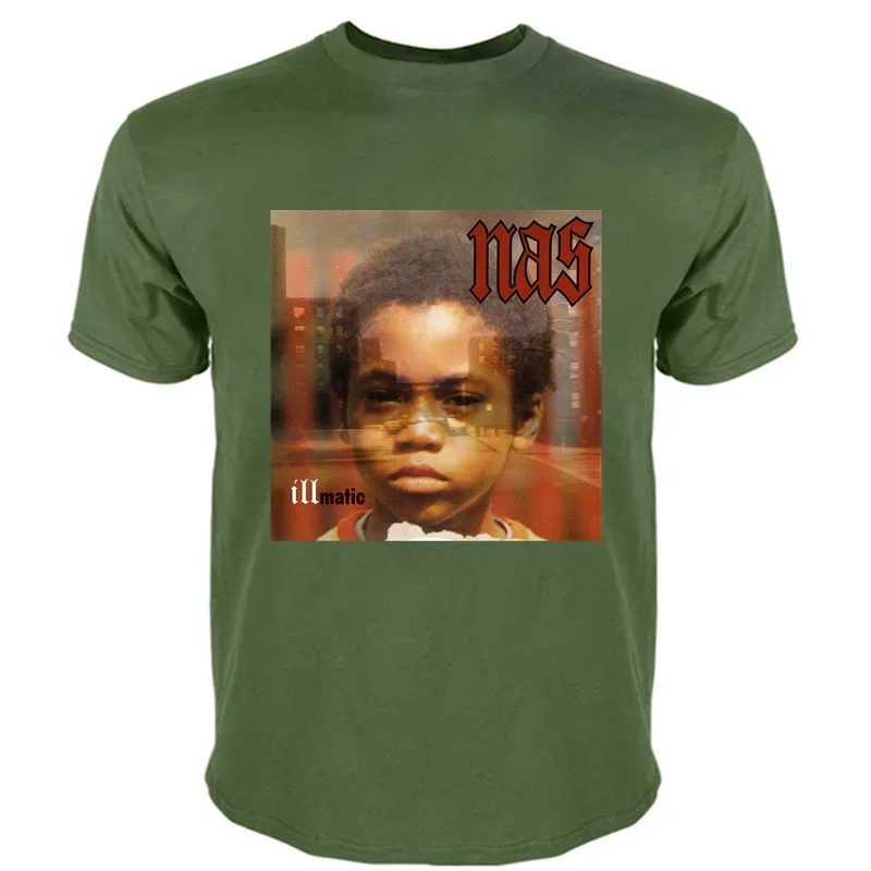 Penutup Album kustom NAS Illmatic hadiah teeShirt grafik HipHop untuk pria uniseks kerah O pakaian jalanan musim panas keren TShir