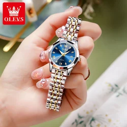 OLEVS-Montre-bracelet étanche avec cadran en diamant pour femme, montre à quartz de luxe, calendrier d'affaires, robe de mode, marque supérieure, nouveau