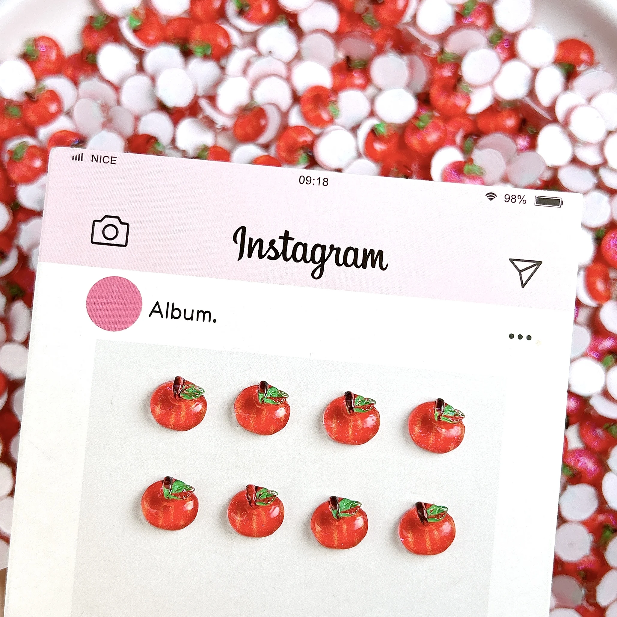 30 pièces 3D simulé pomme rouge résine Nail Art décorations Adorable créatif fin mousseux pomme ongles breloques pour bricolage épingle à cheveux ongles