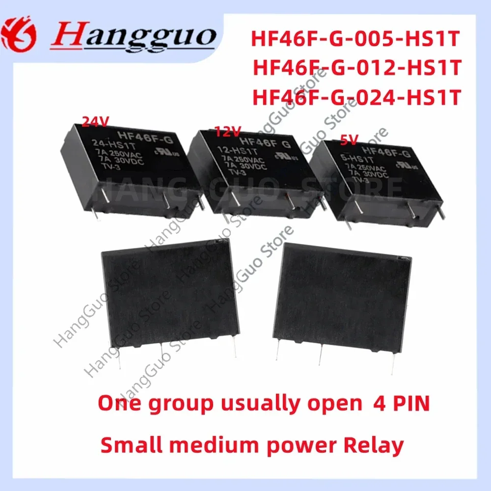 10Pcs/Lot Original HF46F-G-005/012/024-HS1T  HF46F-005 012 024-HS1 4-pin set of normally open ultra-small medium power Relays