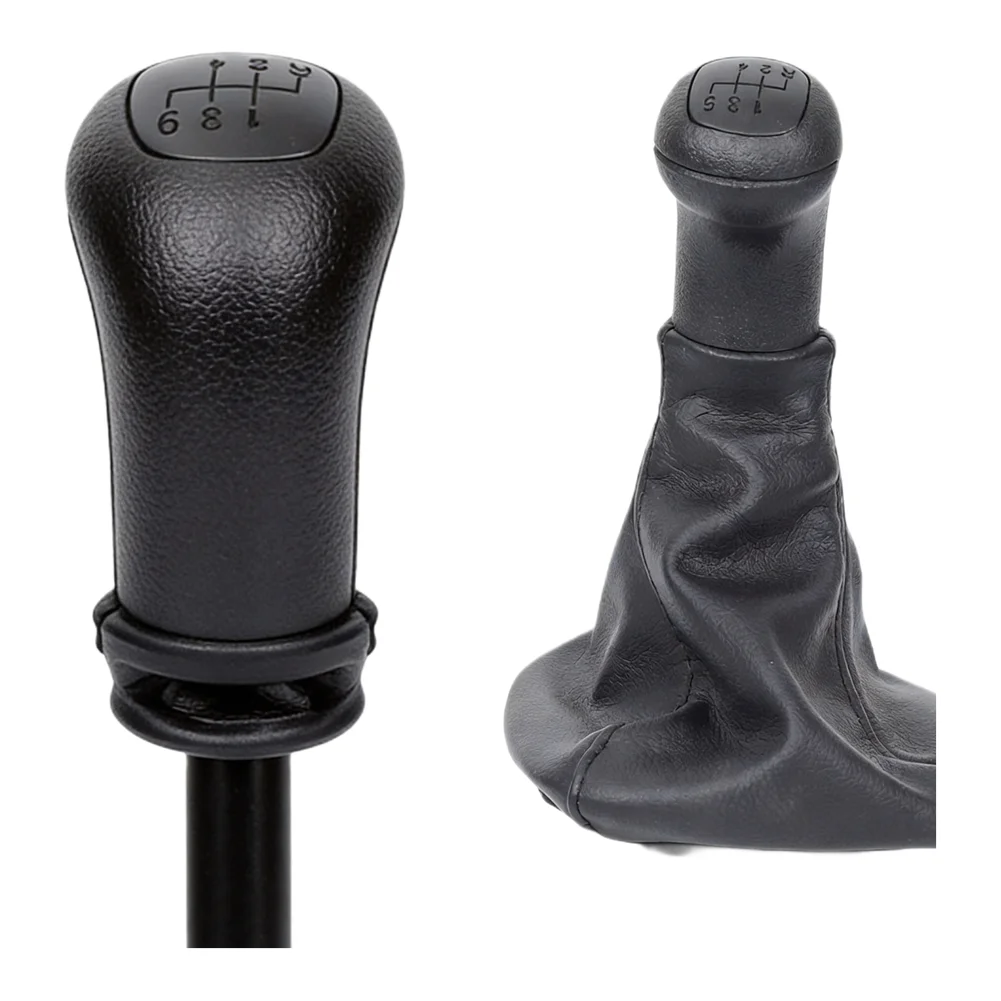 10mm Gear Shifter Knob PU ABS Material Black Leather Appearance Comfortable Grip Design Easy Installation Process
