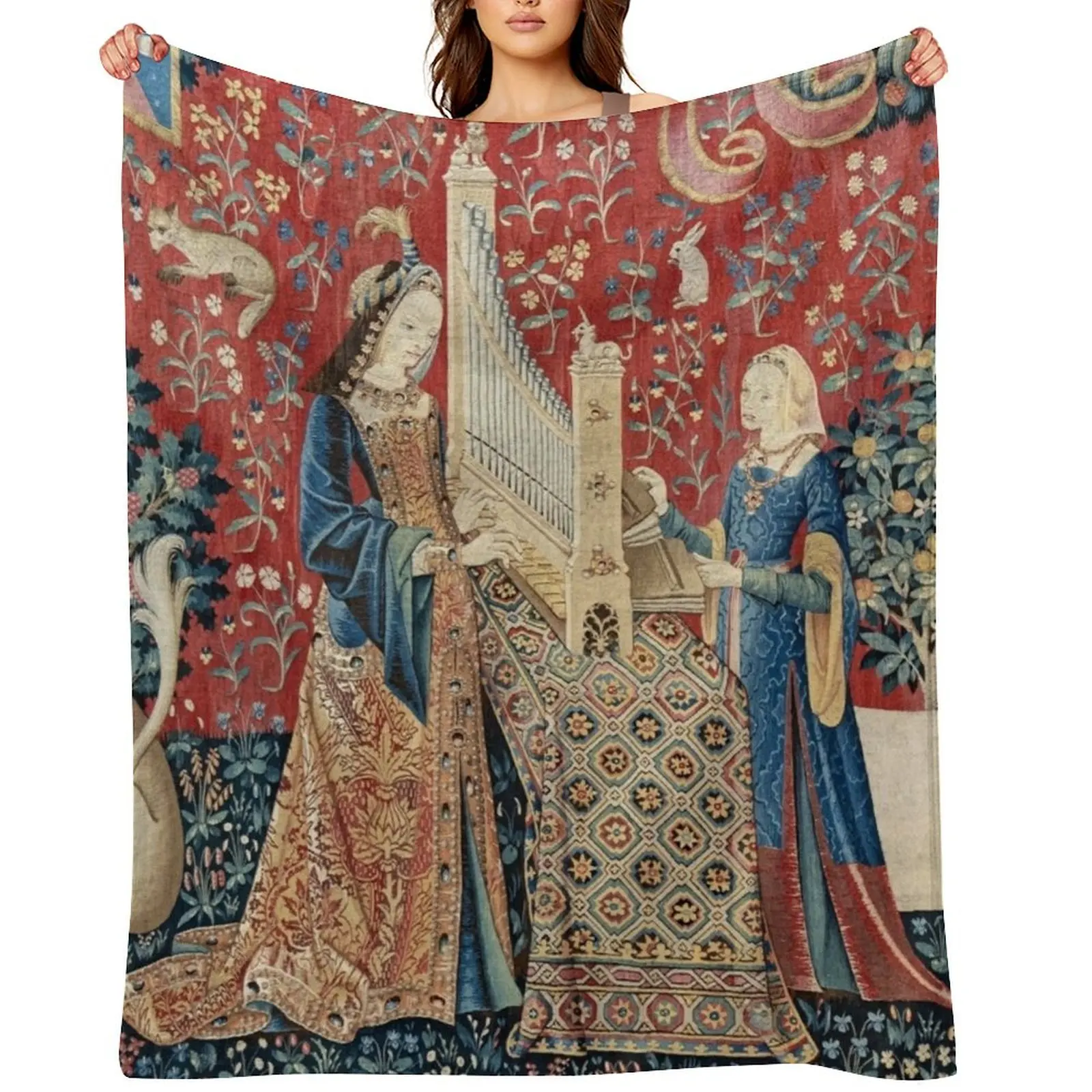 

The Lady and the Unicorn Hearing Throw Blanket Winter beds Vintage Nap Kid'S Blankets