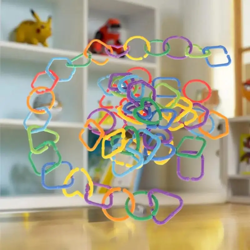 Juguetes de viaje para niños, 35/70 Uds., anillos de enlace de desarrollo sensorial, rompecabezas geométrico masticable interactivo, ayuda de aprendizaje temprano para niños