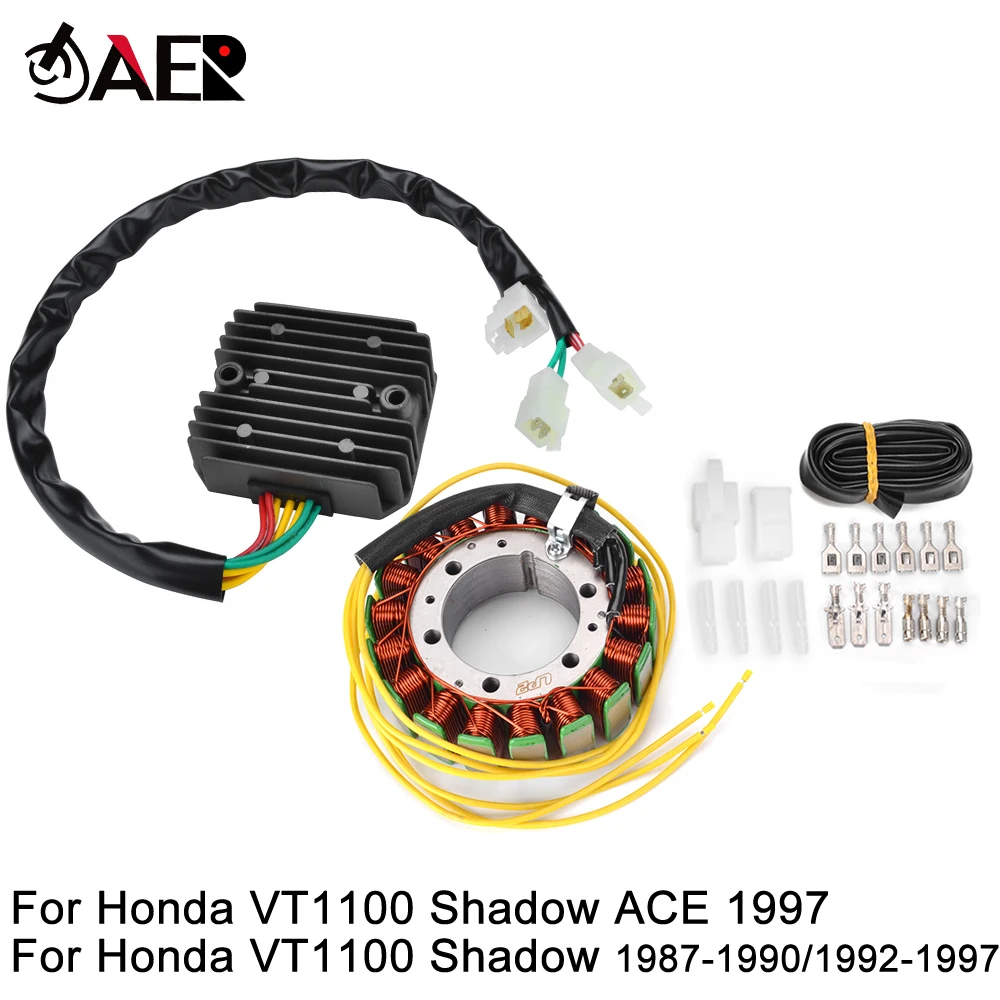 Generator Stator Coil + Voltage Regulator Rectifier for Honda VT1100 Shadow 1987-1990/1992-1997 VT 1100 Shadow ACE 1997