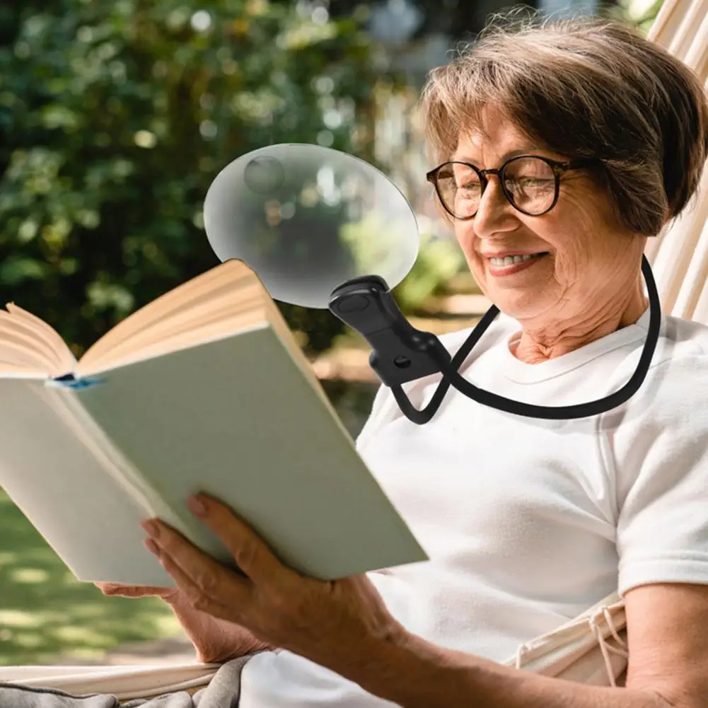 

5X Magnifying Glass with 3 Light Modes,Hands-Free Neck Wear for Seniors Reading Close Work
