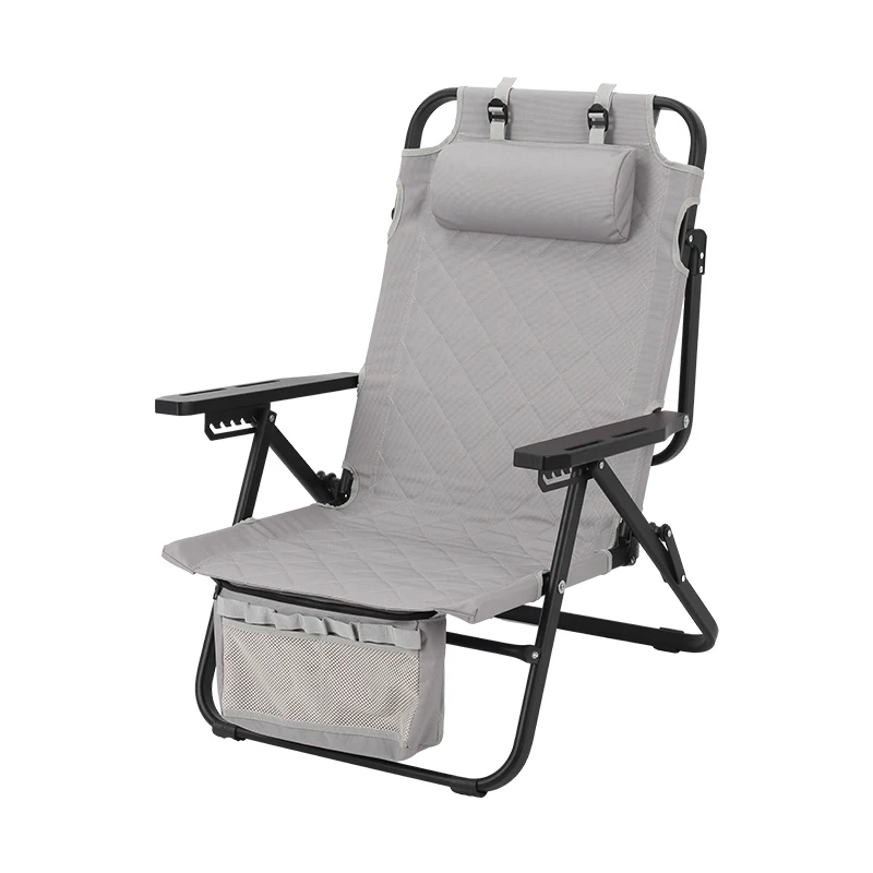 

Outdoor Furniture Comfortable Luxury Adjustment Backrest Low Lounge Camping Chair Bed with Tactical Armrest