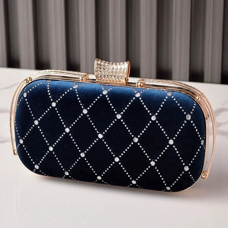 

Elegant Velvet Banquet Party Bags Women's Vintage Diamonds Handbag Evening Clutch Wedding Party Shining Bag