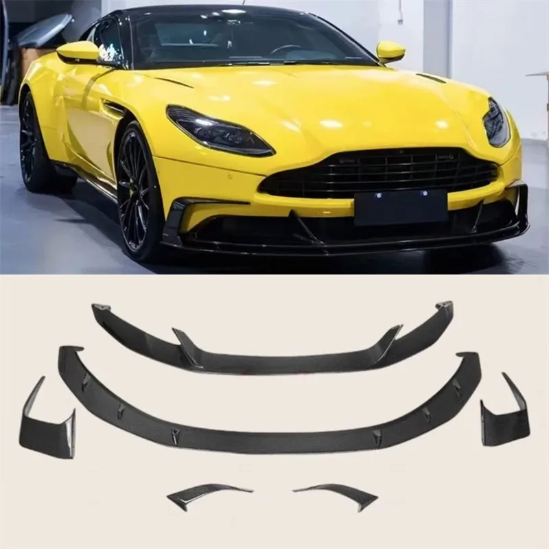 For Aston Martin DB11 Real Dry Carbon Fiber Front Lip Front Bumper Lower Lip Under Wind knife Spoiler Splitter Body Kit