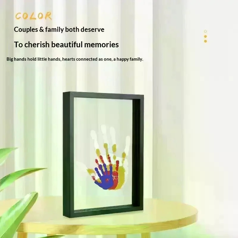 DIY Wooden Family Handprint Photo Frame Set Complete Kit With 6 Paints Pen Eraser Paintbrush For Family Memory Keepsake Decor