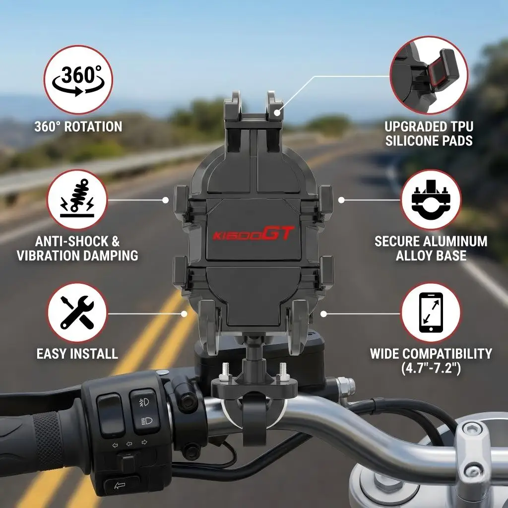 High-quality shock-absorbing motorcycle phone holder For BMW K1600GT K1600GTL C4000GT C650GT F800GT 400X/GT 2023 2024 2025 2026