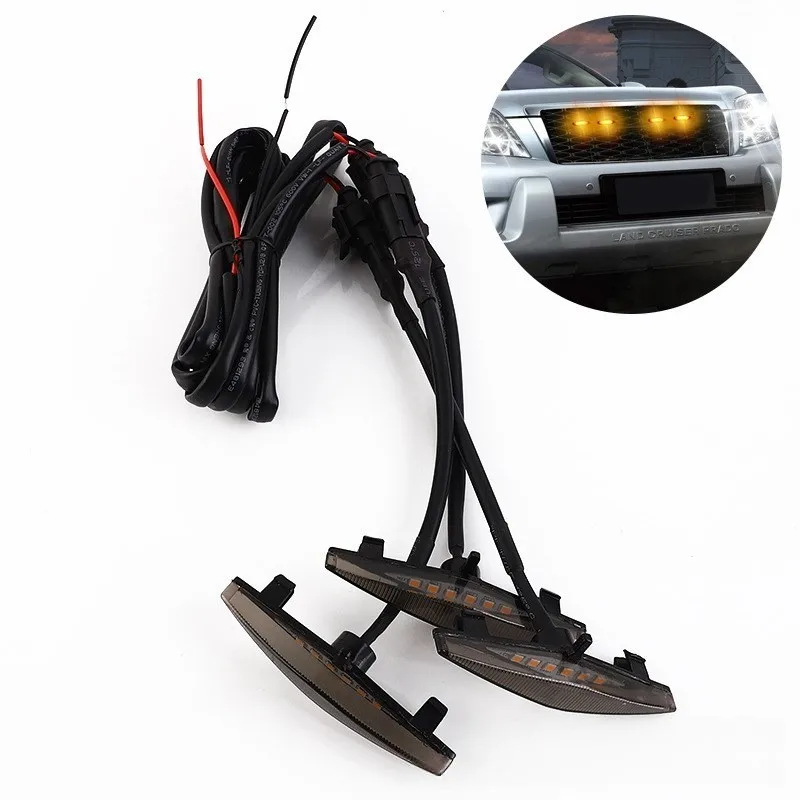 

Strange For Toyota 4Runner For Cruiser Prado 3Pcs Car Front Grill Light Grille Modified Highlight Lamp For Land Crawler
