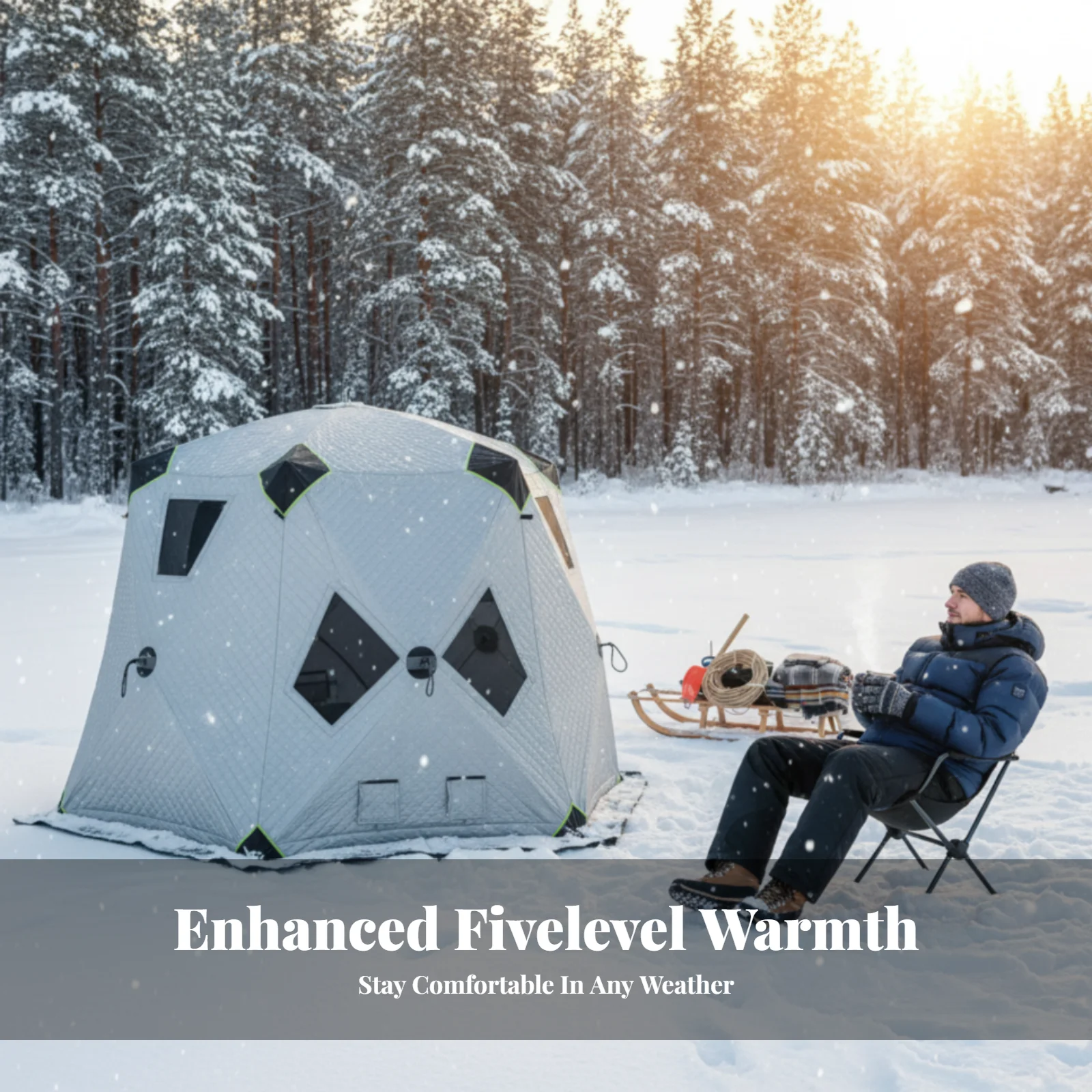 

Палатка для зимней рыбалки, утепленная, портативная, водонепроницаемая, для кемпинга