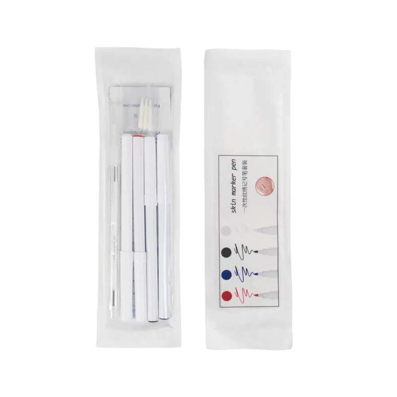 

1set Microblading Magic Cleaner Pen With 4 Colors Eyebrow Skin Marker Pen Tattoo Measure Ruler Alcohol Pads Set Tool