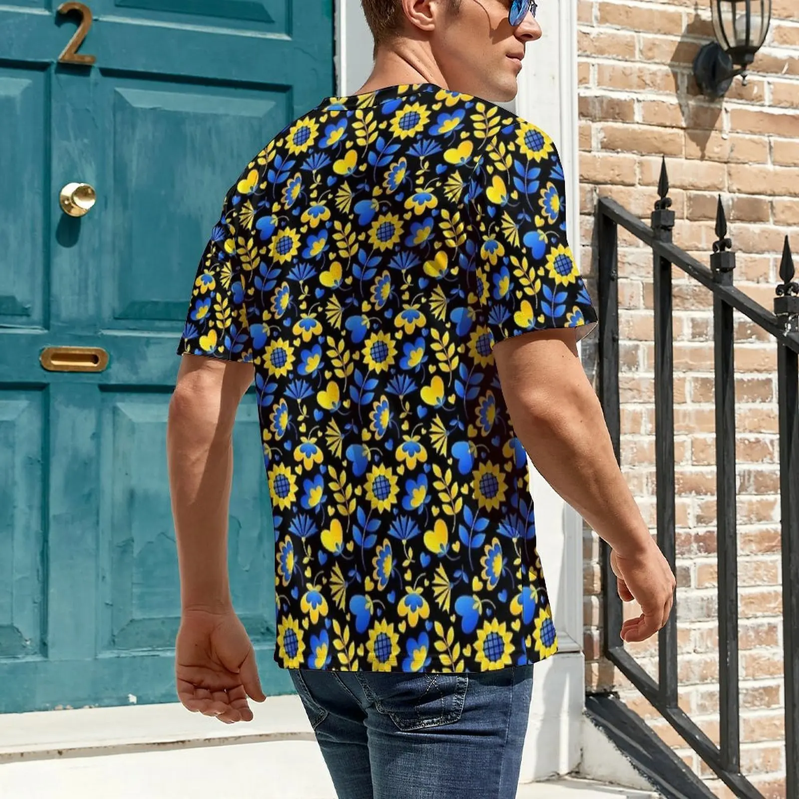 Plus Size T Shirt Summer Ukraine Vintage Blue Yellow Flag Print T Shirts  Aesthetic Crew Neck Tee Shirt Men Trendy Pattern Tees