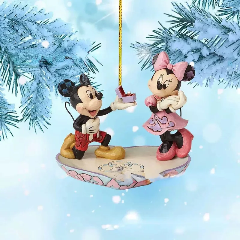 Anime 2024 Disney 2d Flache Action Figur Mickey Minnie Maus Weihnachten Baum Dekoration Hängen Ornament Hause Weihnachten Party Geschenk Spielzeug