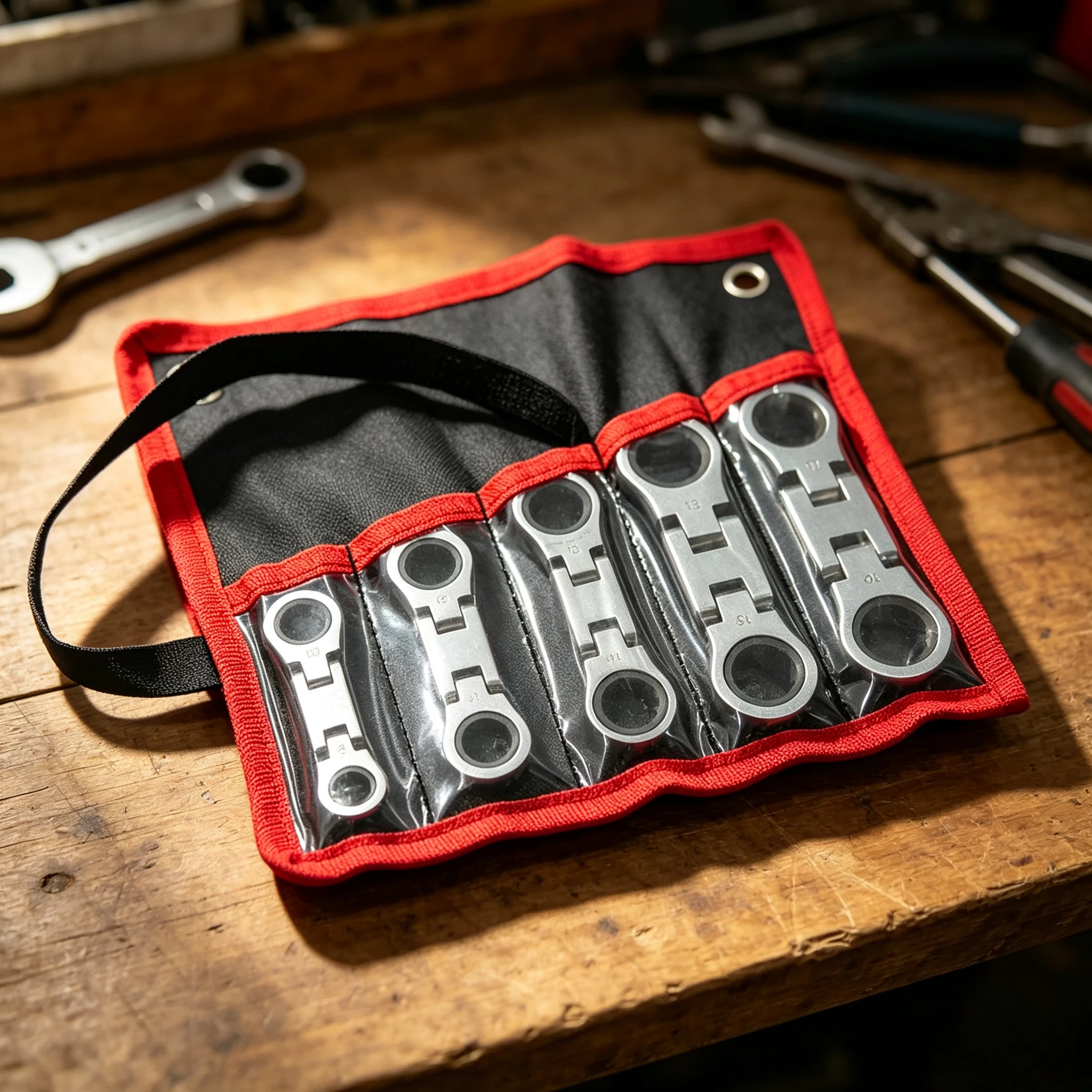 Double Box End & 5pcs Dual Flex Head Ratcheting Wrench Set & Stubby Metric Combination Wrench Set & Flex-Head