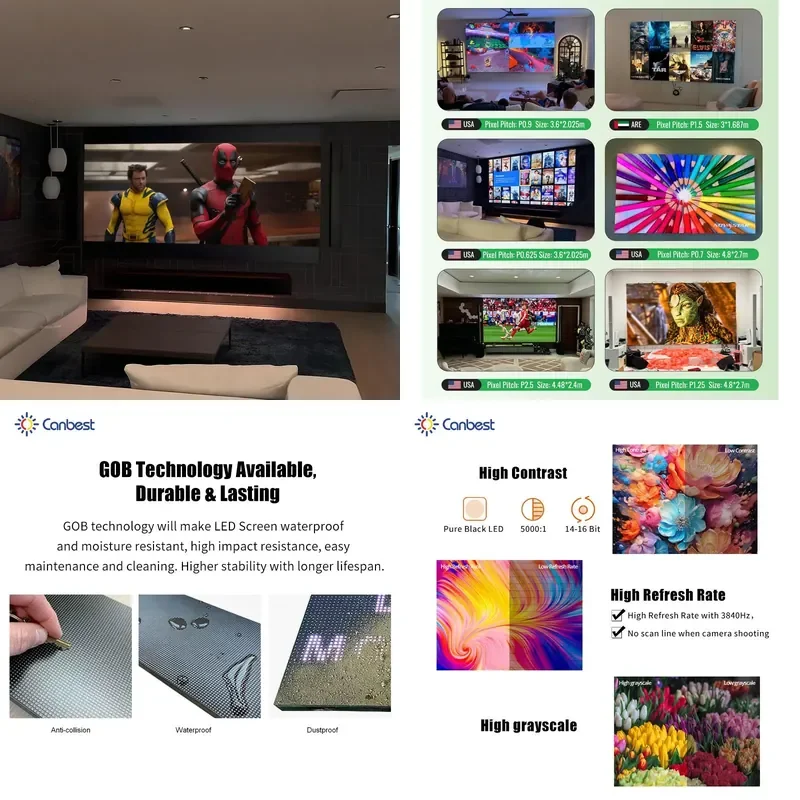 for Canbest Fiw Indoor 3m X 4m LED Screen Gob Smd  Video Wall Display Cabinet P1.2 P2.5    Cinema Movie