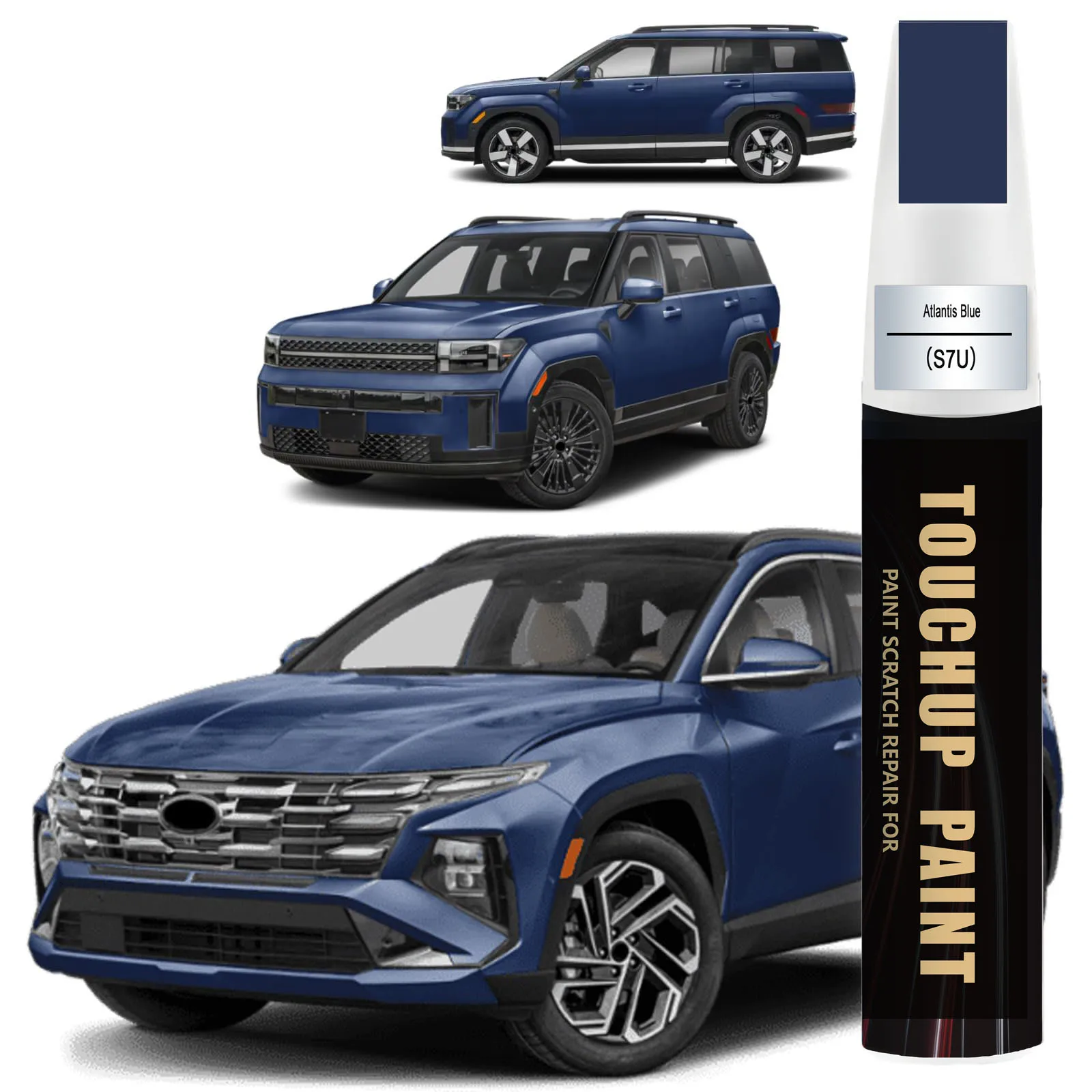 Car Touch up Paint(S7U Atlantis Blue) Compatible with Hyundai, Car Paint Pen Scratch Repair Two-In-One Touch Up Paint