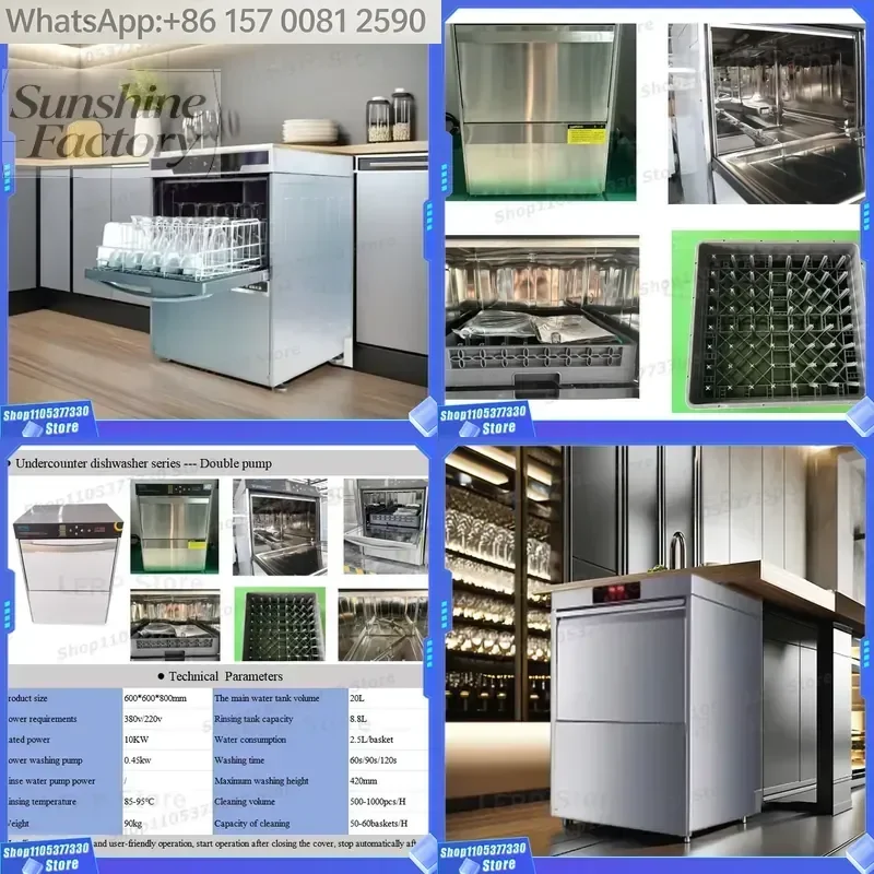 Factory Wholesale Built-in bar Glass WasherPortable Dishwasher Smart Commercial Countertop Small Stainless Steel Dishwashers
