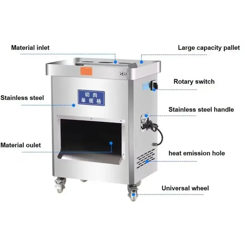 High Efficiency Commercial Chicken Beef Fish Meat Cutting Slicing Processing Machine