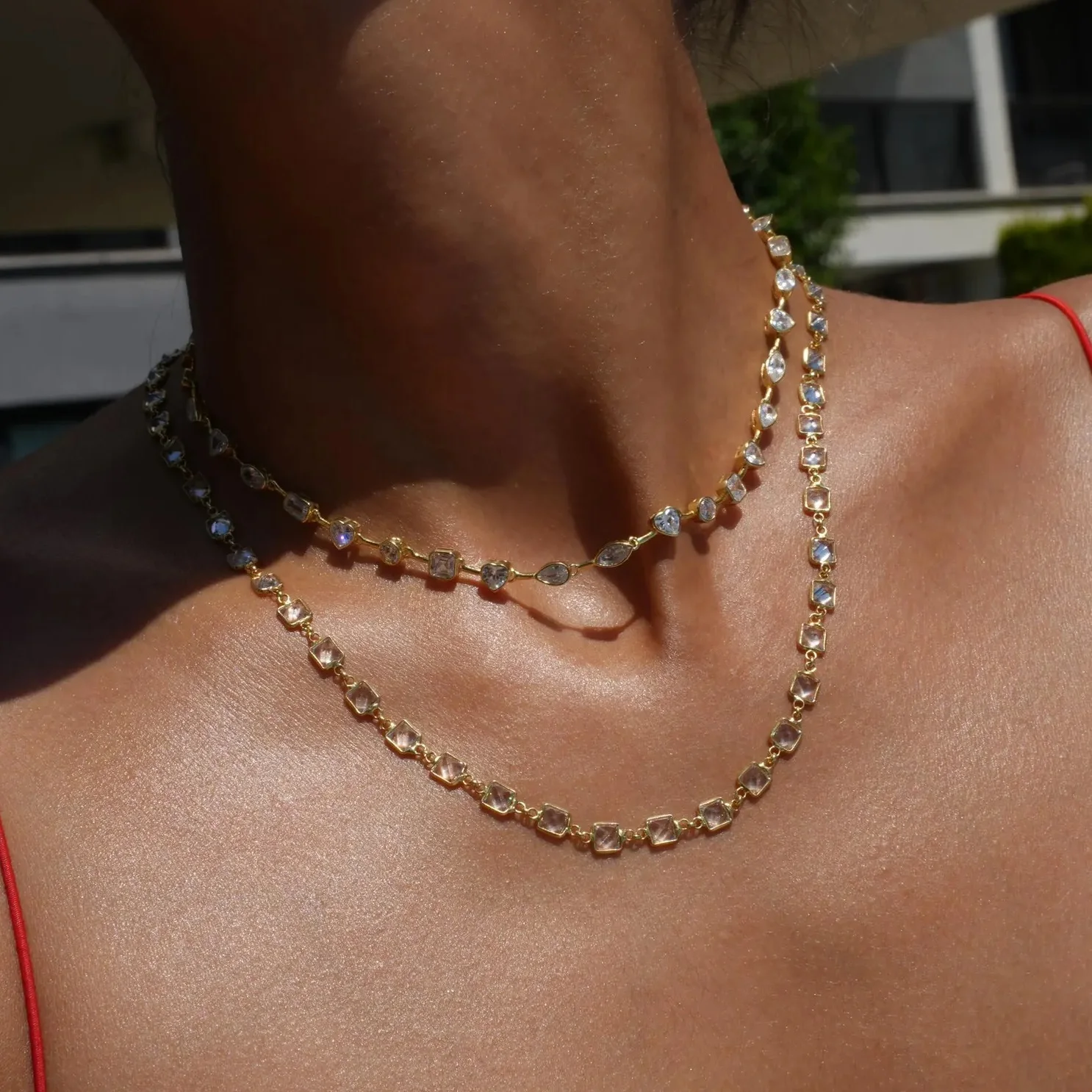 

Искрящий блеск 5А с кубическим цирконием в форме сердца, прямоугольное овальное колье с маркизой, различные геометрические циркониевые теннисные колье-колье, браслет