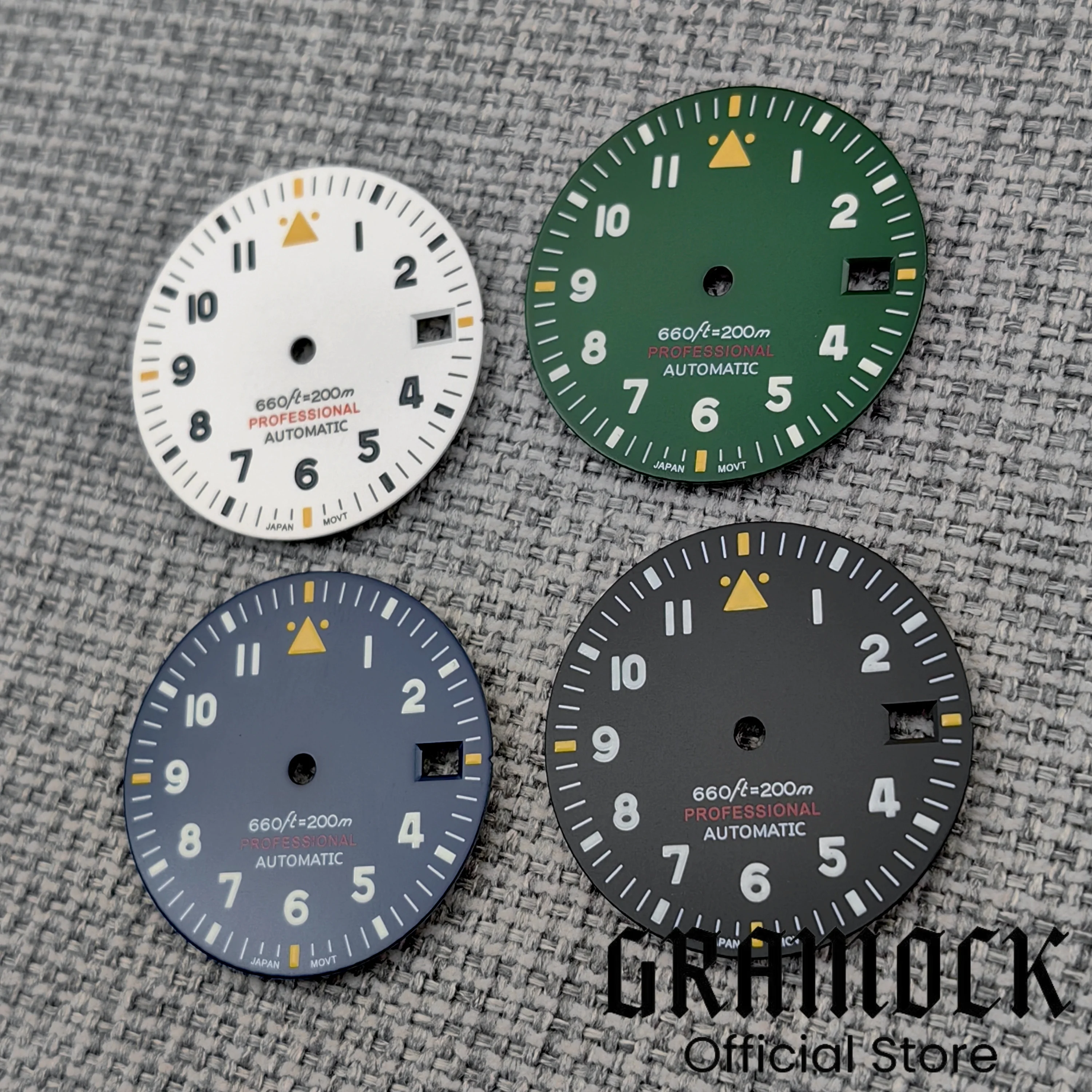 Gramock New 2025 29mm Green Blue White Black Pilot Style Watch Dial C3 Green Luminous Fit NH PT MZ Movement Watch Parts for Mod