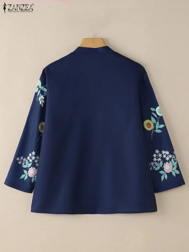 ZANZEA Autumn Blouse Women Casual V Neck Long Sleeve Tops Vintage Printed Shirts Floral Blusas Retro Buttons Down Shirt Oversize
