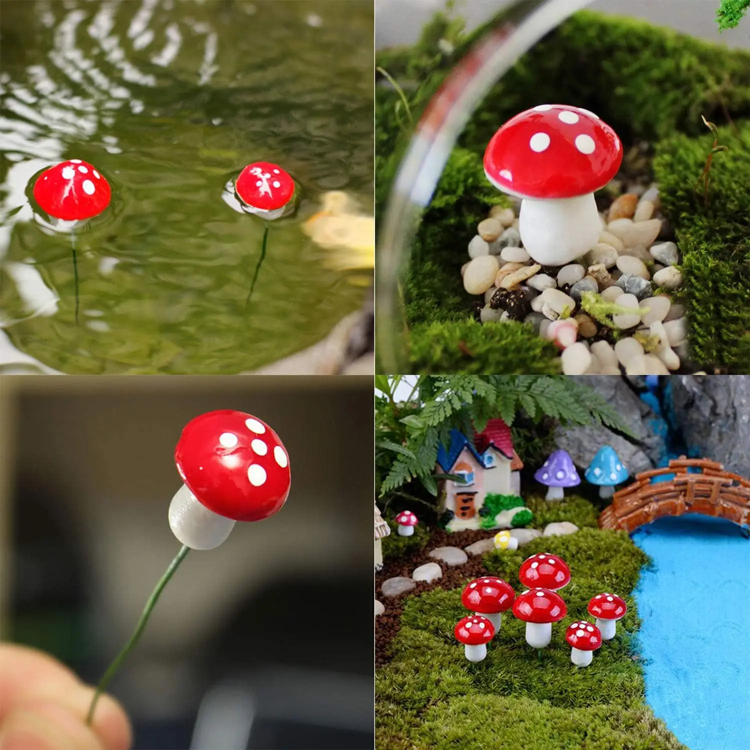 30 stks/partij Kleurrijke Kunstmatige Mini Paddestoel Model Fairy Garden Plant Action Figure Miniatuur Ambachten Decoraties Stakes Craft