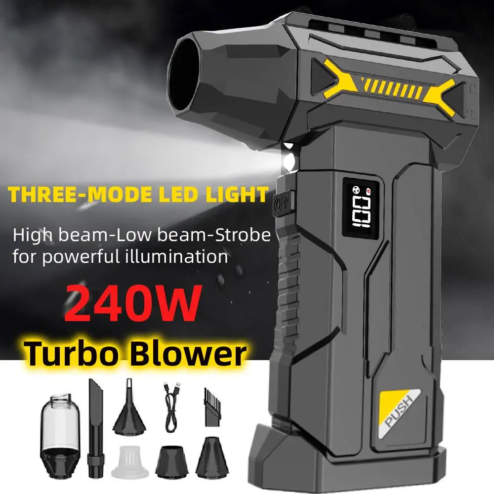 

Powerful Turbo Blower, Cordless Air Duster Cleaner, Electric Snow Blower, 380g Blowing Force, Led Lighting, Home PC Car Cleaning