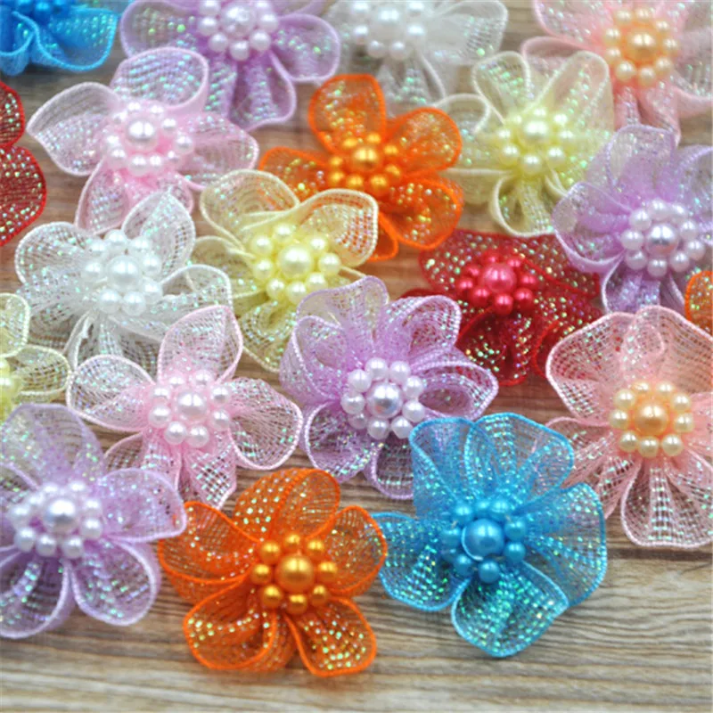 10 pcs Organza Bowknots Headwear Material Rosette DIY Hair-bow Garment Sewing Accessories A011