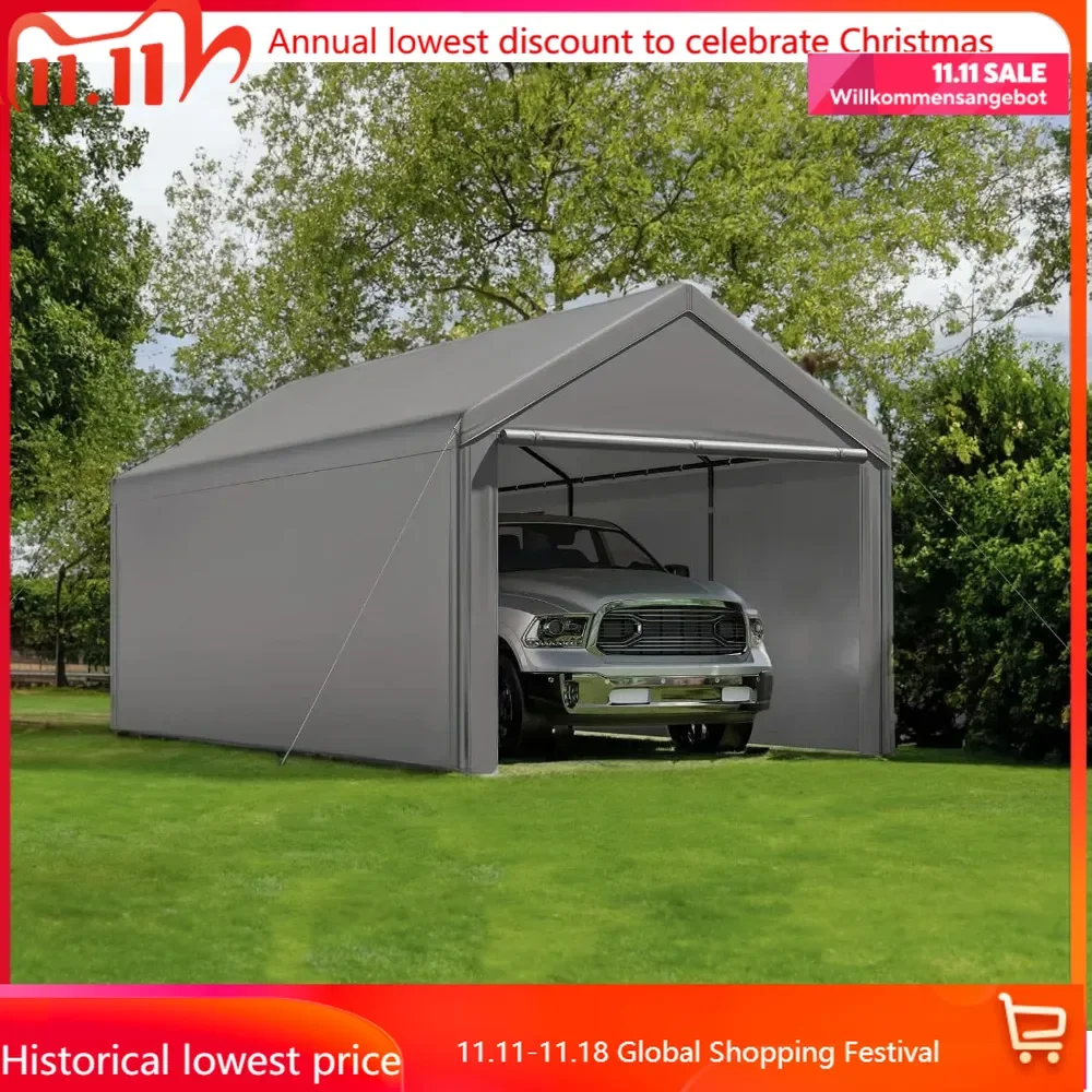 Carport 10x20 Ft Heavy Duty Canopy Steel Canopy Storage Shed,Portable Garage Party Tent,Portable Garage with Removable Sidewalls