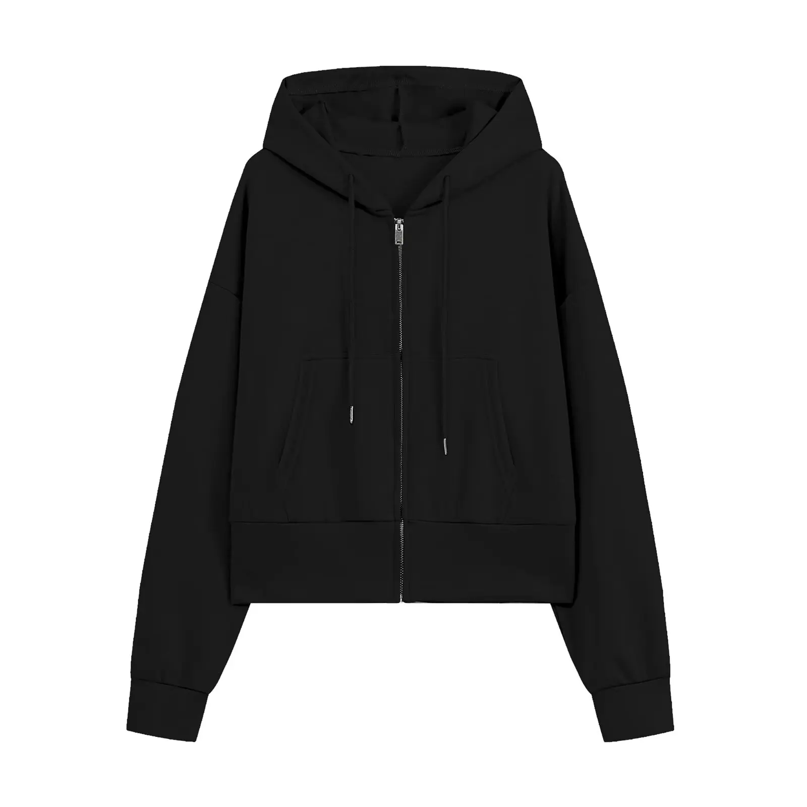 BSAY 2026 Damen 2-Teiliges Trainingsanzug-Set mit Reißverschluss-Kapuzenpullover, Kurzem Sweatshirt und Weiten Hosen mit Kordelzug, Lässige Sportliche Kombination – Detail 8
