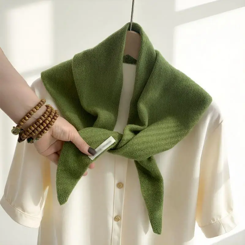 

Корейский стиль, 100% шерсть, вязаный треугольный шарф, женский платок, вязаная шаль, шарф, теплая защита шеи, вязаные шарфы