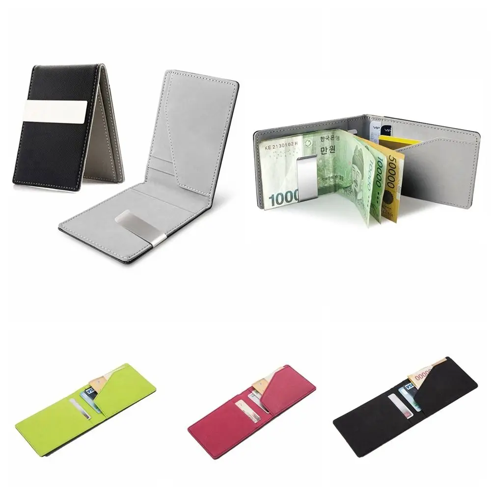 

Vintage Multi-position Money Clip Wallet Korean Style Short Men's PU Leather Wallets Cash Holder Money Clip Shopping