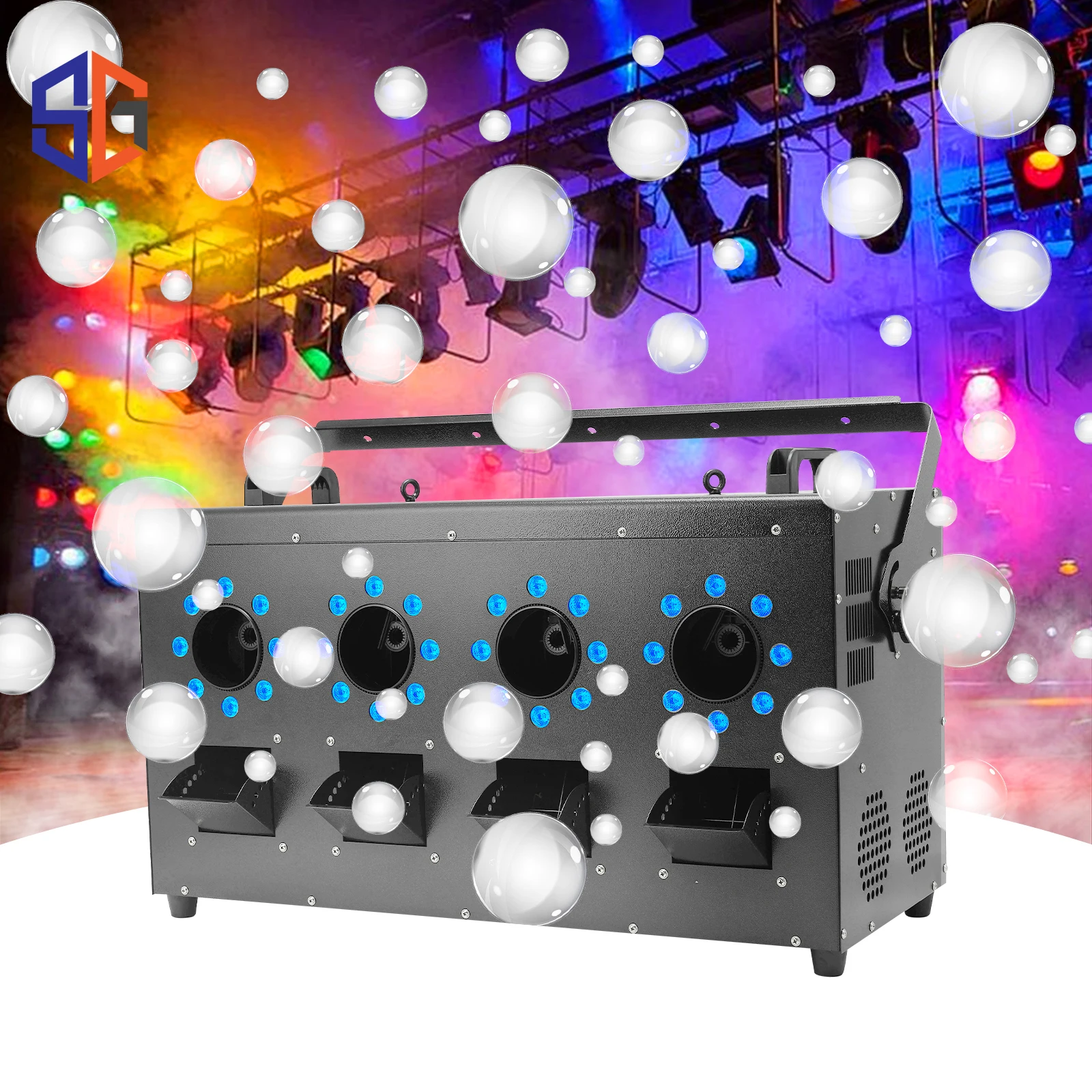 Moteurs de fumée LED RGBW, machine à bulles de brouillard à 4 roues, fabrication professionnelle, effet Bbles, fête, intérieur, extérieur, 3000W