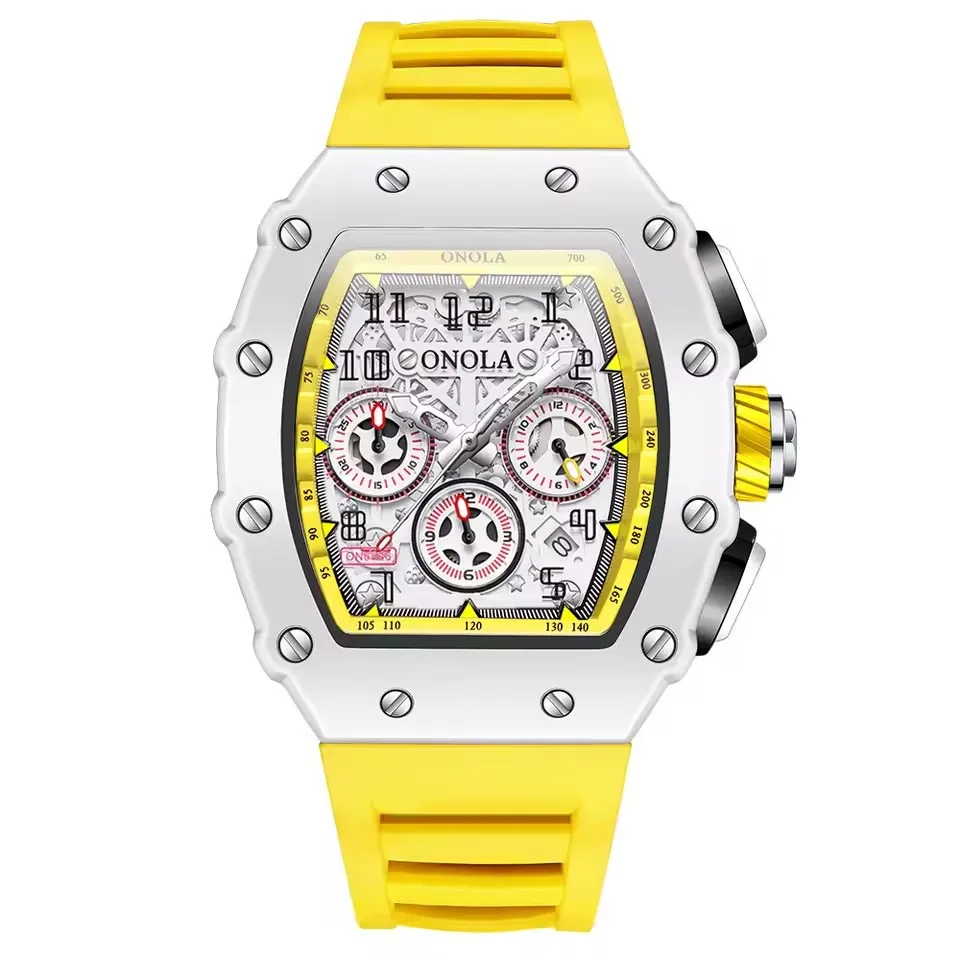 ONOLA 6826W orologio sportivo da uomo in silicone originale di fabbrica calendario multifunzionale orologio al quarzo impermeabile orologi da uomo