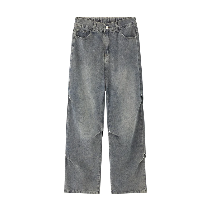 

Washing and Floor Mopping Jeans Ice Silk Pants Retro Public Version Hong Kong Style Loose Straight Pants Work Trousers Sport P44