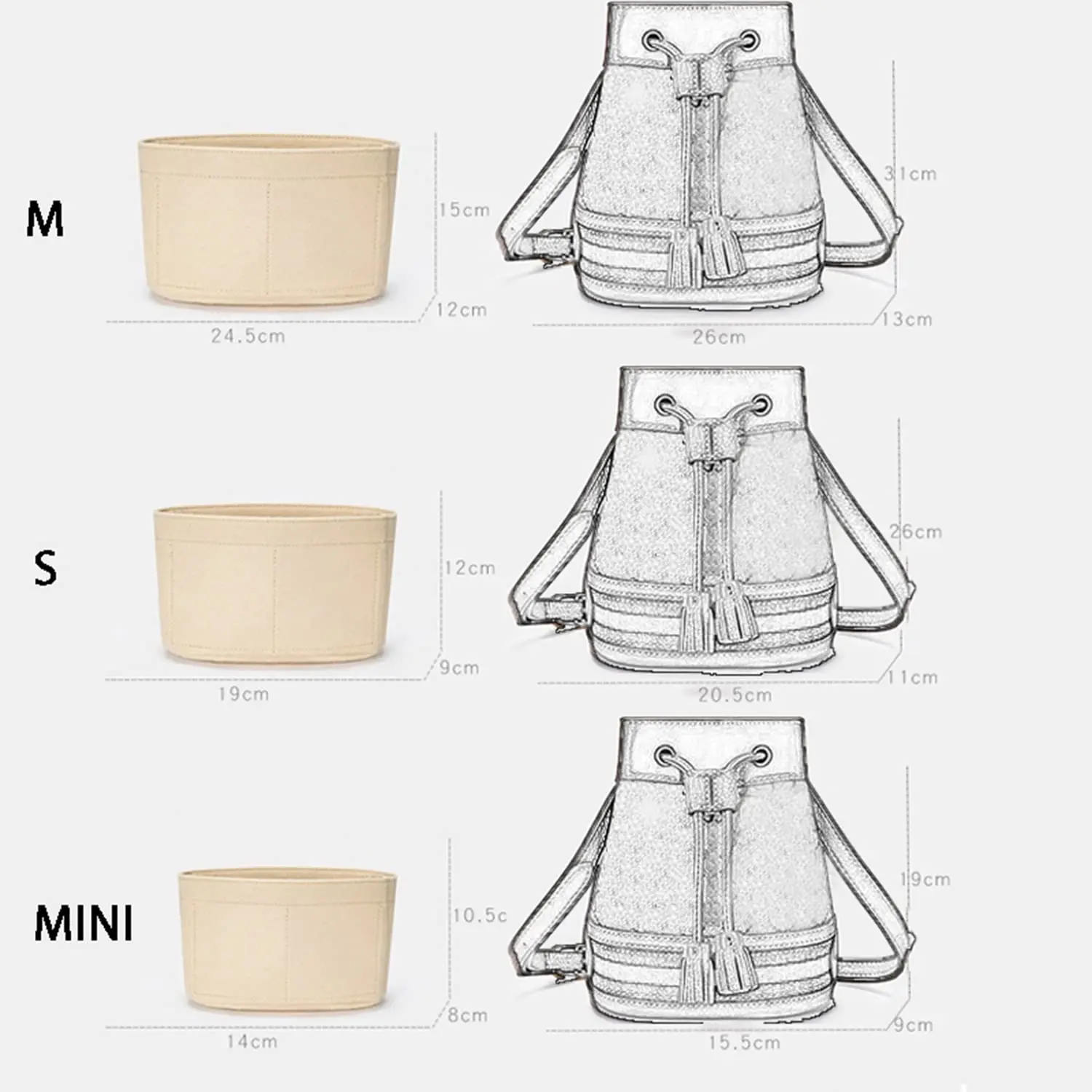 Banbeln OPHIDIA Bucket Bag Organizador Inserção para Mochila Tote Grande Saco Interno Em Saco D033