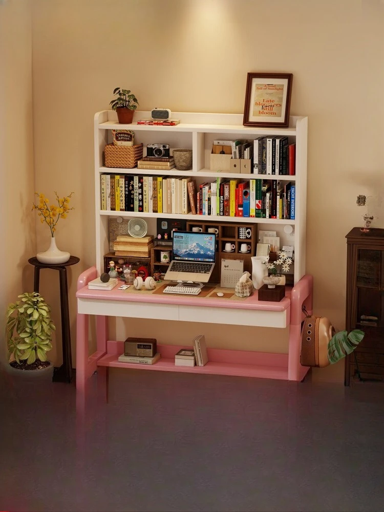 

Solid wood children's study table household bedroom with bookshelf desk computer desk