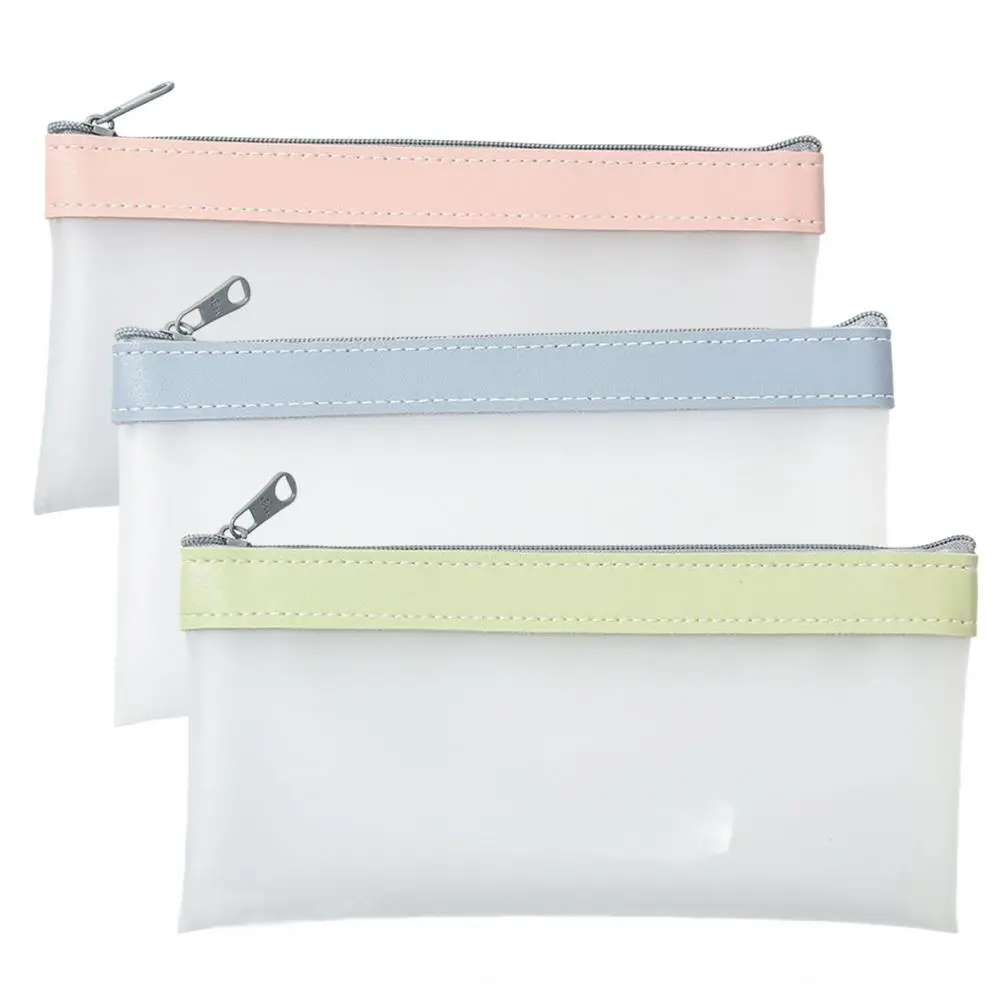 Transparent Pencil Case Set Colorful Pencil Pouch Transparent Frosted Textures Pencil Case Set with Zipper for Pens for School