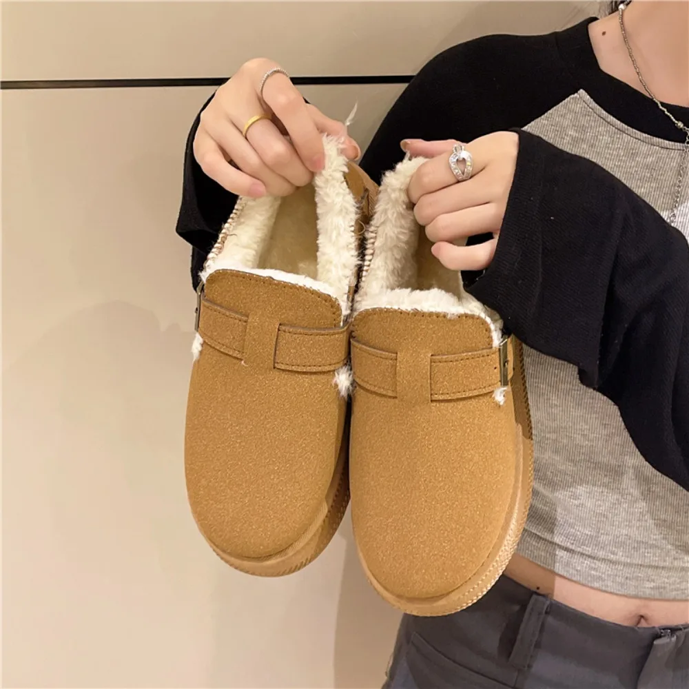 Snow Boots Women Fur Flats Platform Ankle Shoes 2024 Winter New Warm Short Plush Boots Walking Cozy Female Casual Zapatillas