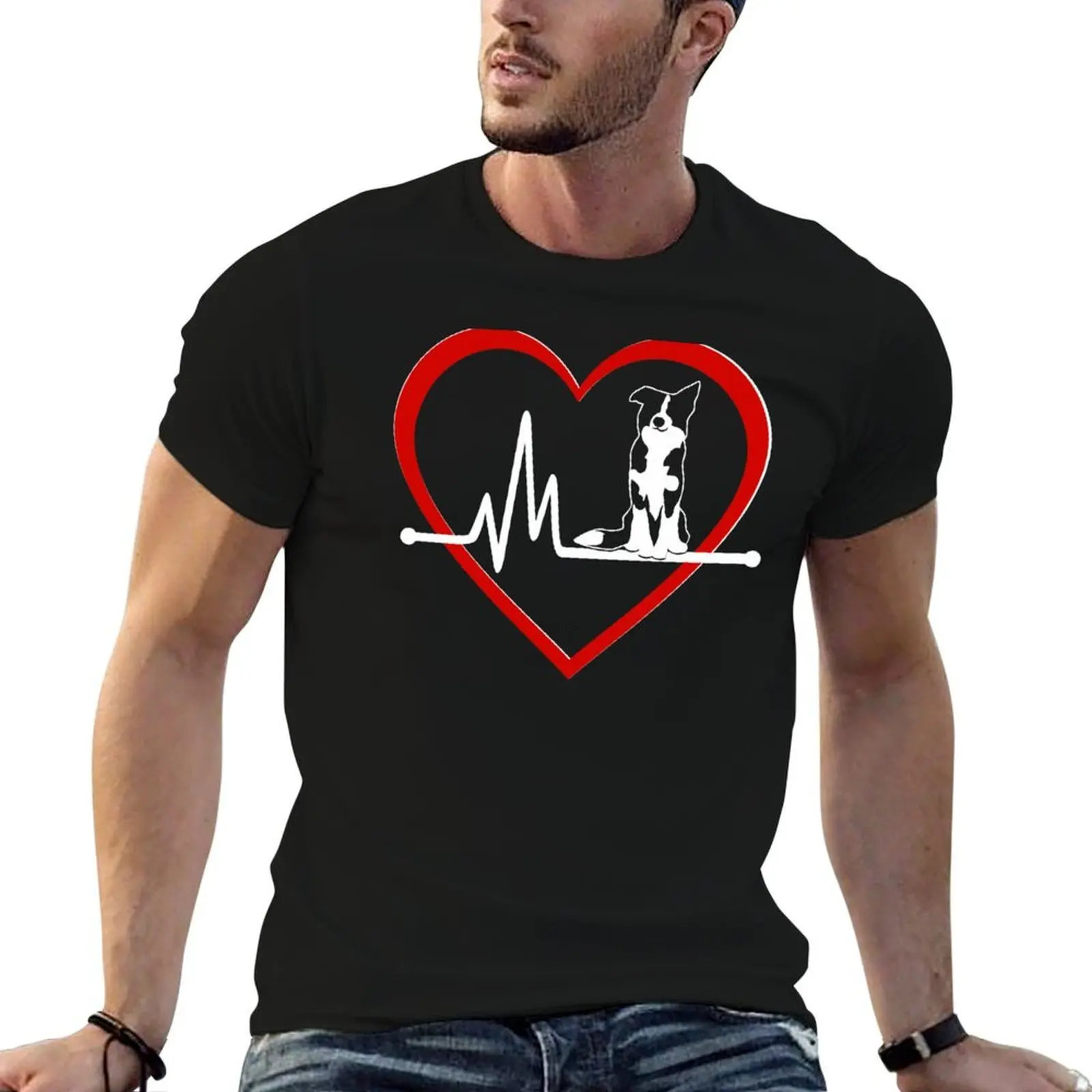 

Border Collie Heart Beat| NickerStickers on Redbubble T-Shirt man t shirt designer T-Shirt